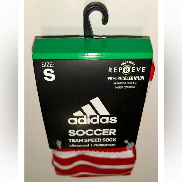 Adidas Team Speed OTC Soccer Socks 1 Pair Youth 13C-4Y Red & White w Logo NEW! - Picture 8 of 8